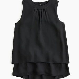 J CREW Women's Size 4 Tiered Drapey Top Black Blouse Top Elegant